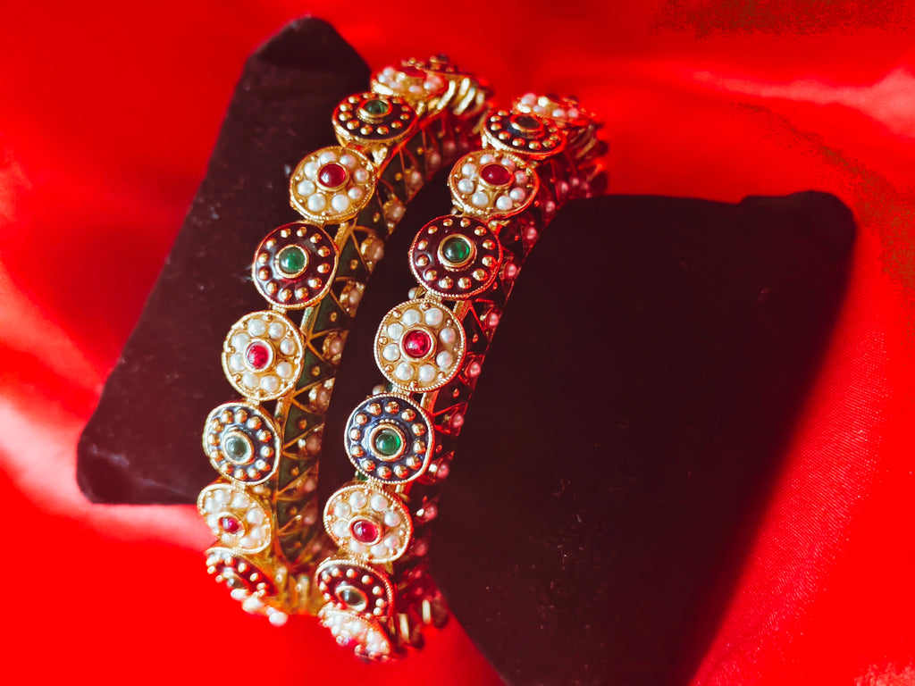 Premium Multicolor Kundan Pearl Bangles