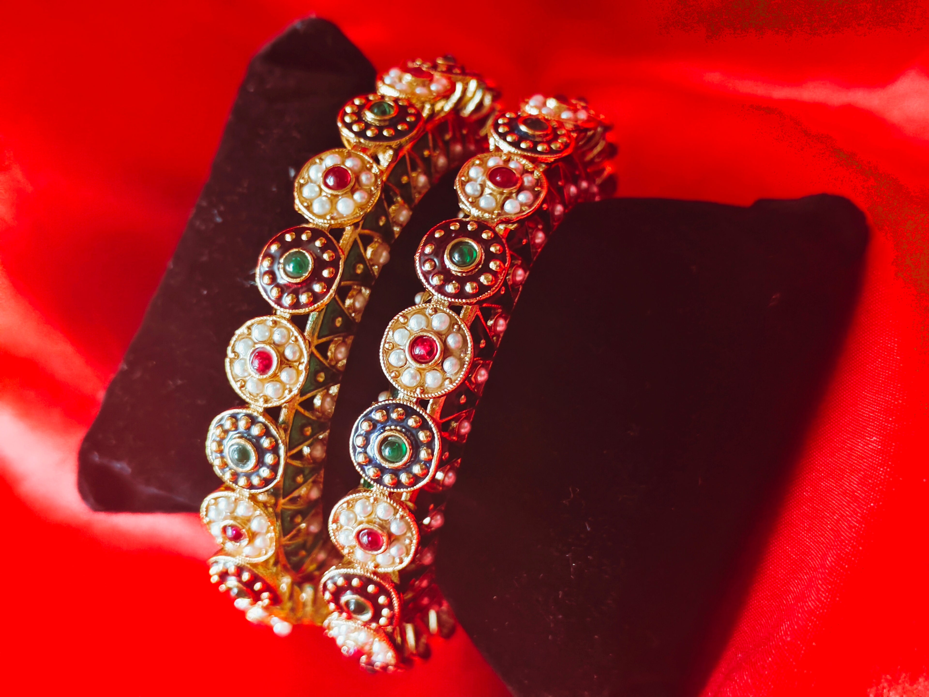 Premium Multicolor Kundan Pearl Bangles
