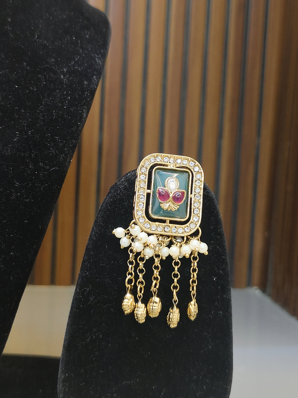 Premium Kundan brass Pearl Choker Set – Gold & Green | Handmade Bridal Jewellery