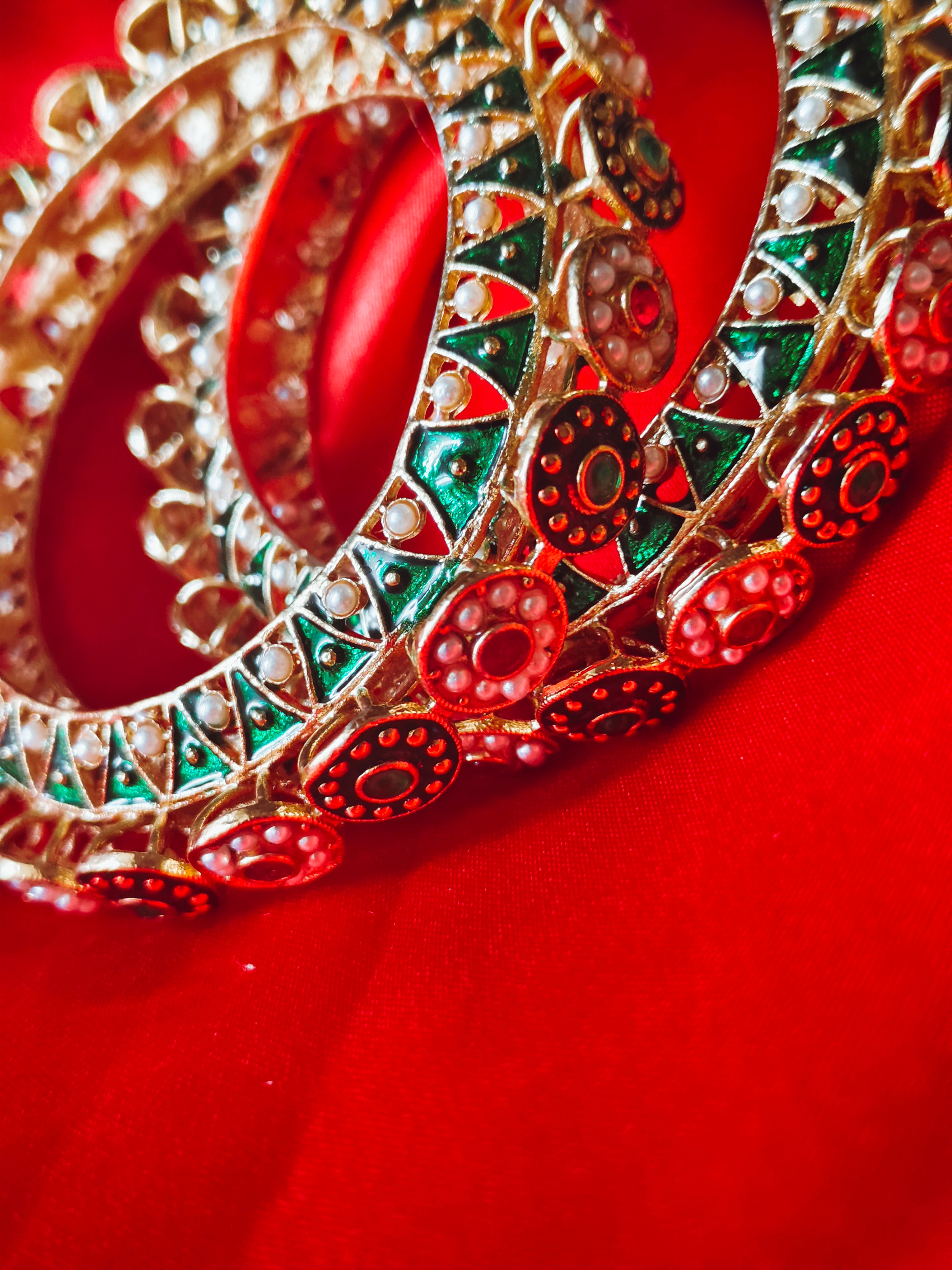 Premium Multicolor Kundan Pearl Bangles