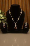 Elegant Red Stone Gold-Plated Necklace Set with Earrings – Meeraj Designs